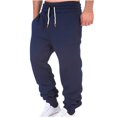 thumbnail image 1 of SERTG Men's Casual Solid Color Pants Spring Fall Pants Trendy Side Stripes Elastic Waist with Drawstring Men's Stylish Trousers(Dark Blue,3XL), 1 of 6