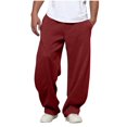 thumbnail image 1 of SERTG Men's Casual Trousers Solid Color Cargo Pants Fall Winter Tapered Cuffed Elastic Waistband Multiple Pockets Fashion Trousers(Wine,2XL), 1 of 7