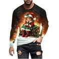 thumbnail image 1 of SERTG Men's Christmas Gifts Tops Casual Pullover Shirt Christmas Print Round Neck Long Sleeve Soft Fashion Top Men T-Shirt Blouse Tops(Gold,L), 1 of 5