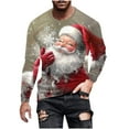 thumbnail image 1 of SERTG Men's Christmas Gifts Tops Casual Pullover Shirt Christmas Print Round Neck Long Sleeve Soft Fashion Top Men T-Shirt Blouse Tops(Khaki,5XL), 1 of 5