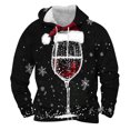 thumbnail image 1 of SERTG Men's Christmas Print Hooded Sweatshirt Long Sleeve Fashion Drawstring Front Pockets Stylish Casual Holiday Gifts Men's Christmas Tops(Black,XL), 1 of 2
