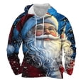 thumbnail image 1 of SERTG Men's Christmas Print Hooded Sweatshirt Long Sleeve Fashion Drawstring Front Pockets Stylish Casual Holiday Gifts Men's Christmas Tops(Dark Blue,3XL), 1 of 2