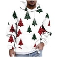 thumbnail image 1 of SERTG Men's Christmas Print Hooded Sweatshirt Long Sleeve Fashion Drawstring Front Pockets Stylish Casual Holiday Gifts Men's Tops(White,XL), 1 of 5
