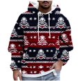 thumbnail image 1 of SERTG Men's Christmas Print Hooded Sweatshirt Long Sleeve Fashion Drawstring Front Pockets Stylish Casual Holiday Gifts Men's Tops(Wine,4XL), 1 of 5