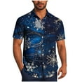 thumbnail image 1 of SERTG Men's Christmas Print Short Sleeve Shirt Lapel Collar Button Front Resort Casual Hawaiian Shirt Men Christmas Gifts Tops(Dark Blue,S), 1 of 6
