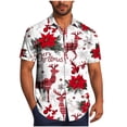 thumbnail image 1 of SERTG Men's Christmas Print Short Sleeve Shirt Lapel Collar Button Front Resort Casual Hawaiian Shirt Men Christmas Gifts Tops(Wine,L), 1 of 6