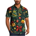 thumbnail image 1 of SERTG Men's Christmas Print Short Sleeve Shirt Lapel Collar Button Front Resort Casual Hawaiian Shirt Men Christmas Gifts Tops(Yellow,2XL), 1 of 6