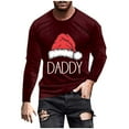 thumbnail image 1 of SERTG Men's Christmas Print Sports Shirt Long Sleeve Round Neck Casual Fashion Top Men Blouses Shirts Men's Christmas Tops(Wine,2XL), 1 of 5