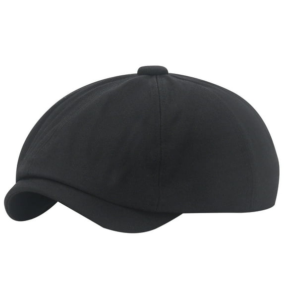 SERTG Men's Classic Octagonal Cap French Wool Beret Hat Stylish Soft Solid Color Painter's Hat Flat Cap(Black,Free Size)