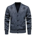 thumbnail image 1 of SERTG Men's Classic V Neck Cardigan Sweater Solid Color Long Sleeve Tops Front Pockets Cozy Button Up Knit Sweater(Gray,XL), 1 of 6