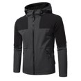 thumbnail image 1 of SERTG Men's Color Block Hooded Jacket Fall Casual Full Zip Long Sleeve Lightweight Windbreaker Sports Jackets for Men(Dark Gray,M), 1 of 9