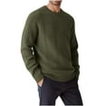 thumbnail image 1 of SERTG Men's Fall Winter Sweater Casual Fashion Solid Color Tops Long Sleeved Round Neck Sweater Base Layer Casual Pullover Tops(Army Green,2XL), 1 of 6