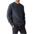 thumbnail image 1 of SERTG Men's Fall Winter Sweater Casual Fashion Solid Color Tops Long Sleeved Round Neck Sweater Base Layer Casual Pullover Tops(Dark Gray,3XL), 1 of 6