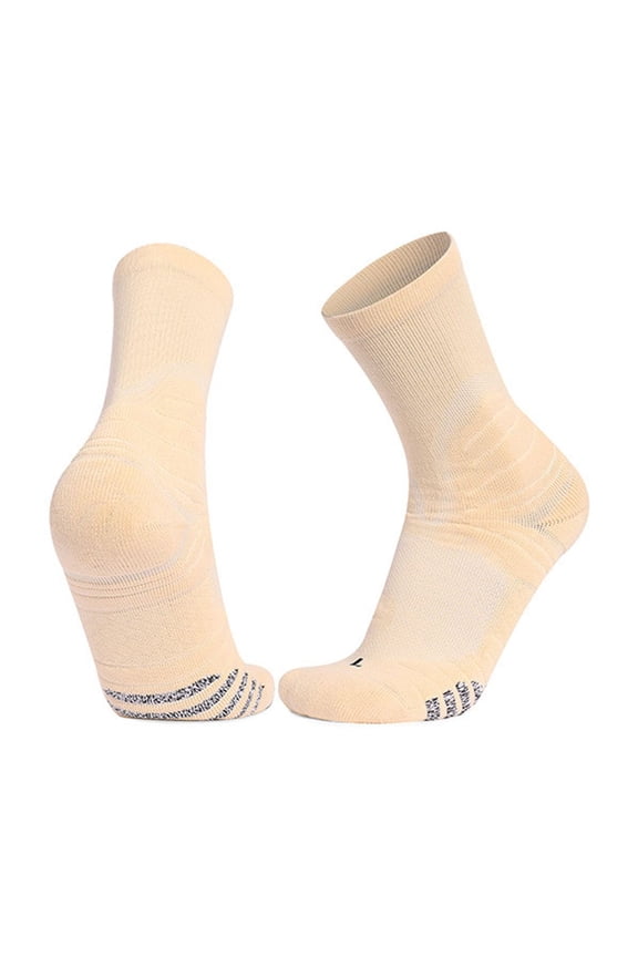 Men's Fashion Ankle Socks Multi Sports Socks Spring Summer Fall Breathable Cushioned Mid Crew Running Cycling Hiking Outdoor Comfortable Socks(Beige,Free Size)