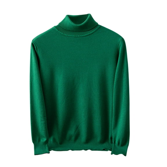 SERTG Men's Fashion High Neck Sweater Fall Winter Casual Solid Color Thermal Warm Knitted Pullover Top Men's Sweaters(Army Green,M)