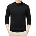 thumbnail image 1 of SERTG Men's Fashion High Neck Sweater Fall Winter Casual Solid Color Thermal Warm Knitted Pullover Top Men's Sweaters(Black,4XL), 1 of 5