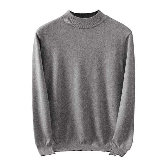SERTG Men's Fashion High Neck Sweater Fall Winter Casual Solid Color Thermal Warm Knitted Pullover Top Men's Sweaters(Dark Gray#1,L)