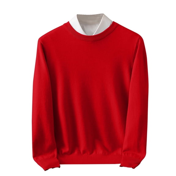 SERTG Men's Fashion High Neck Sweater Fall Winter Casual Solid Color Thermal Warm Knitted Pullover Top Men's Sweaters(Red#2,M)