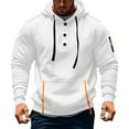 thumbnail image 1 of SERTG Men's Fashion Solid Color Pullover Fall Winter Stand Collar Tops Half Button Long Sleeve Soft Multiple Pockets Casual Shirt Top(White,3XL), 1 of 5