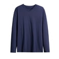 thumbnail image 1 of SERTG Men's Fashion Sweatshirts Pullover Blouse Casual V Neck Shirt Fall Winter Solid Color Long Sleeve Thermal Warmth Layering Base Layer Men Tops(Navy,XL), 1 of 8