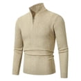 thumbnail image 1 of SERTG Men's Half Zip Knit Sweater Fall Winter Solid Color Stand Collar Jacquard Warm Thermal Soft Casual Top Men's Sweater(Khaki,L), 1 of 8