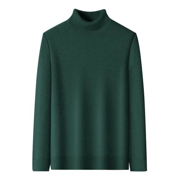 SERTG Men's High Neck Pullover Solid Color Long Sleeve Fall Winter Warm Thermal Knit Sweater Men's Sweaters(Army Green,M)