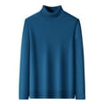 thumbnail image 1 of SERTG Men's High Neck Pullover Solid Color Long Sleeve Fall Winter Warm Thermal Knit Sweater Men's Sweaters(Blue,4XL), 1 of 6