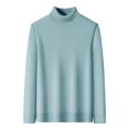 thumbnail image 1 of SERTG Men's High Neck Pullover Solid Color Long Sleeve Fall Winter Warm Thermal Knit Sweater Men's Sweaters(Light Blue,XL), 1 of 6