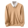 thumbnail image 1 of SERTG Men's High Neck Sweater Fall Winter Solid Color Jacquard Stretch Knit Warm Base Layer Casual Pullover Tops(Khaki,M), 1 of 5
