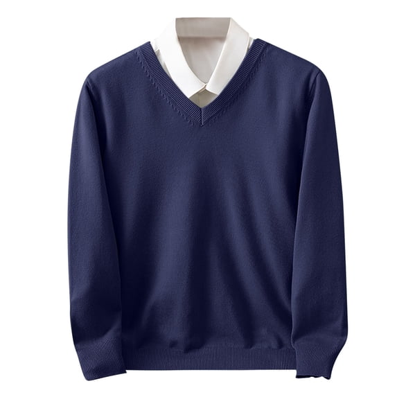 SERTG Men's High Neck Sweater Fall Winter Solid Color Jacquard Stretch Knit Warm Base Layer Casual Pullover Tops(Navy,2XL)