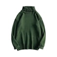 thumbnail image 1 of SERTG Men's High Neck Sweater Fall Winter Solid Color Long Sleeve Outdoor Thickened Warm Casual Knitwear Tops(Army Green,M), 1 of 9
