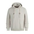 thumbnail image 1 of SERTG Men's Hooded Sweater Solid Color Pullover Long Sleeved Sweater with Drawstring Fashion Casual Base Men's Knit Sweater Long Sleeved Hooded Top(Khaki,M), 1 of 9