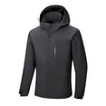 thumbnail image 1 of SERTG Men's Jacket Hooded Windbreaker Fall Winter Waterproof Color Block Detachable Hat Drawstring Pockets Top Long Sleeve Stylish Outerwear Jackets for Men(Gray,2XL), 1 of 6