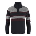 thumbnail image 1 of SERTG Men's Knit Sweater Fall Winter Solid Color Semi High Zipper Collar Zipper Front Stretch Thickened Fleece Lined Long Sleeve Top(Navy,2XL), 1 of 3
