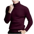 thumbnail image 1 of SERTG Men's Knit Sweater Fall Winter Warm Thickened Casual High Neck Jacquard Pullover Fashion Top Men Fitted Sweater(Wine,3XL), 1 of 4