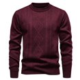 thumbnail image 1 of SERTG Men's Knit Sweater Fall Winter Warm Thickened Casual High Neck Jacquard Pullover Fashion Top Men Fitted Sweater(Wine,4XL), 1 of 4