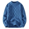 thumbnail image 1 of SERTG Men's Knit Sweater Fall Winter Warm Thickened Casual Round Neck Jacquard Striped Pullover Fashion Top Men Heavy Sweater(Blue,2XL), 1 of 7