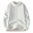 thumbnail image 1 of SERTG Men's Plush Round Neck Sweater Fall Winter Warm Soft Long Sleeve Pullover Fashion Knitwear Men's Sweater Men's Sweaters Lightweight(White,L), 1 of 6