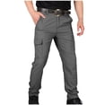 thumbnail image 1 of SERTG Men's Quickly Dry Work Pants Men's Spring Fall Pants Waterproof Multiple Pockets Outdoor Tactical Elastic Waist Hiking Trousers(Dark Gray,L), 1 of 4