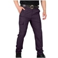 thumbnail image 1 of SERTG Men's Quickly Dry Work Pants Men's Spring Fall Pants Waterproof Multiple Pockets Outdoor Tactical Elastic Waist Hiking Trousers(Purple,M), 1 of 4