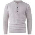 thumbnail image 1 of SERTG Men's Round Neck Sweater Fall Winter Solid Color Stylish Casual Half Button Stretch Knit Sweater Soft Men's Sweaters Pullover(Beige,3XL), 1 of 8