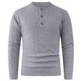 thumbnail image 1 of SERTG Men's Round Neck Sweater Fall Winter Solid Color Stylish Casual Half Button Stretch Knit Sweater Soft Men's Sweaters Pullover(Gray,3XL), 1 of 6