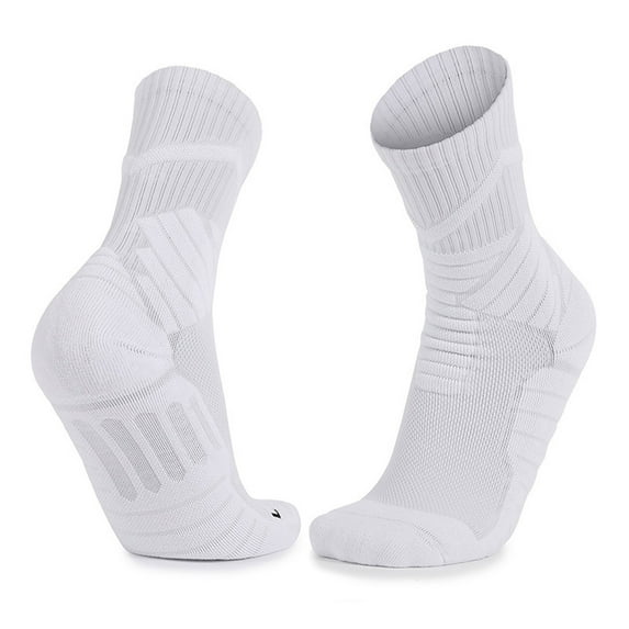 SERTG Men's Socks Fashion Solid Color Spring Summer Fall Breathable Running Cycling Hiking Outdoor Soft Sports Socks Calf Socks(White,Free Size)