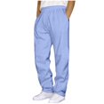 thumbnail image 1 of SERTG Men's Solid Color Cargo Pants Men's Fall Winter Elastic Waist Trousers Thermal Soft Work Fashion Casual Trousers(Light Blue,2XL), 1 of 5