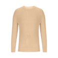 thumbnail image 1 of SERTG Men's Solid Color Plush Knit Sweater Fall Winter Thermal Warm Thickened Round Neck Long Sleeve Fleece Lined Tops Parent Sweaters(Beige,L), 1 of 4