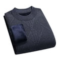 thumbnail image 1 of SERTG Men's Solid Color Plush Knit Sweater Fall Winter Thermal Warm Thickened Round Neck Long Sleeve Fleece Lined Tops Parent Sweaters(Blue,2XL), 1 of 3
