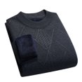 thumbnail image 1 of SERTG Men's Solid Color Plush Knit Sweater Fall Winter Thermal Warm Thickened Round Neck Long Sleeve Fleece Lined Tops Parent Sweaters(Dark Gray,M), 1 of 7