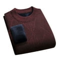 thumbnail image 1 of SERTG Men's Solid Color Plush Knit Sweater Fall Winter Thermal Warm Thickened Round Neck Long Sleeve Fleece Lined Tops Parent Sweaters(Wine,M), 1 of 3