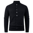 thumbnail image 1 of SERTG Men's Solid Color Stand Collar Sweater Fall Winter Fashion Stretch Knit Sweaters Front Button Warm Long Sleeve Casual Cardigan Tops(Black,2XL), 1 of 4
