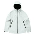 thumbnail image 1 of SERTG Men's Solid Color Tops Outdoor Climb Sports Running Pocket Zipper Long Sleeved Hooded Fall Winter Jackets Windproof Waterproof Outerwear(White,M), 1 of 7